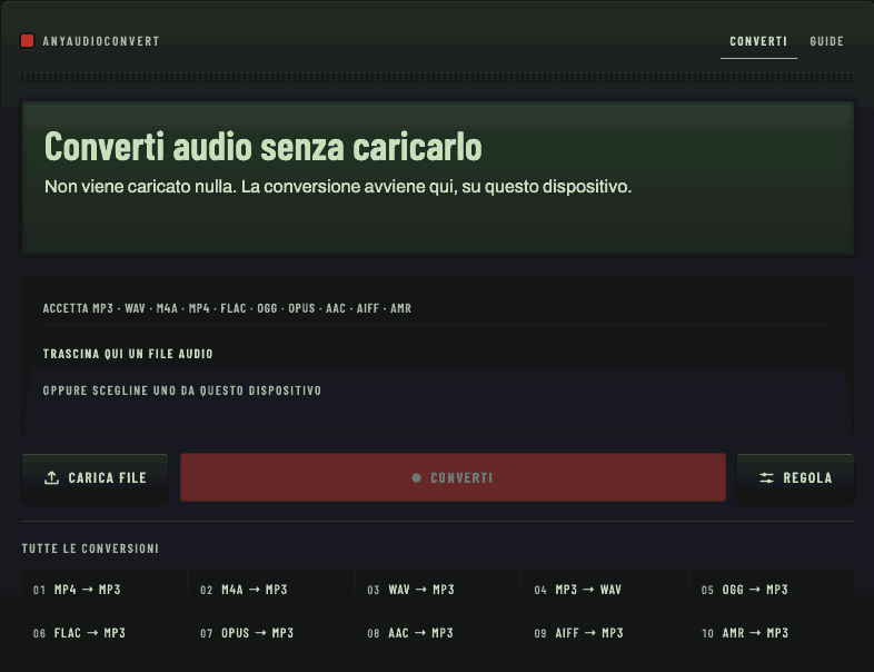 Una registrazione dello schermo in cui il pannello Regola del convertitore si apre, il selettore del bitrate passa da 192 a 320 kbps, la casella del bitrate variabile viene spuntata e il bitrate torna a 128.