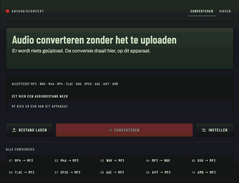 Een schermopname waarin het Instellen-paneel van de converter opengaat, de bitrate-keuzelijst van 192 naar 320 kbps gaat, het vinkje voor variabele bitrate wordt gezet, en de bitrate terugkeert naar 128.